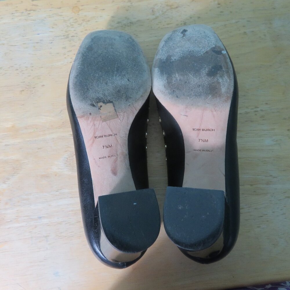 Black Studded Leather Loafers - Women's - Picture 7 of 9